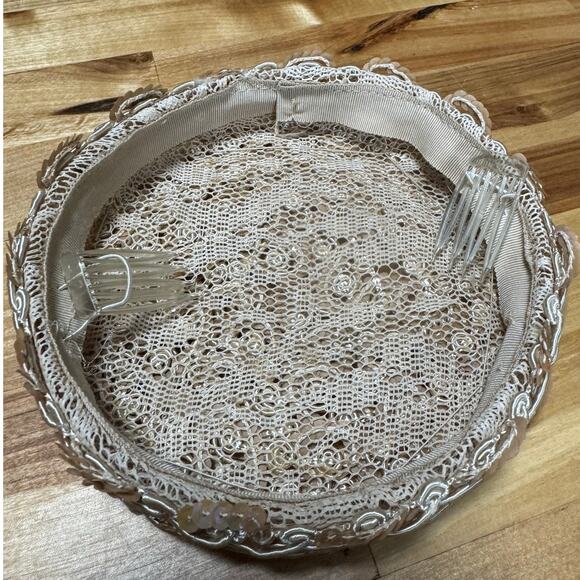 Vintage 60s Womens Small Pillbox Hat Mid Century Pink Taupe Pailettes Sequins - Picture 5 of 11